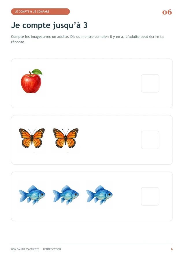Première page d’exemple du cahier petite section